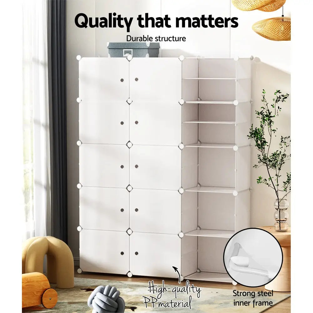 Artiss Shoe Cabinet DIY Shoe Box White Cube Portable Organiser Storage Stand - Home & Garden > Storage