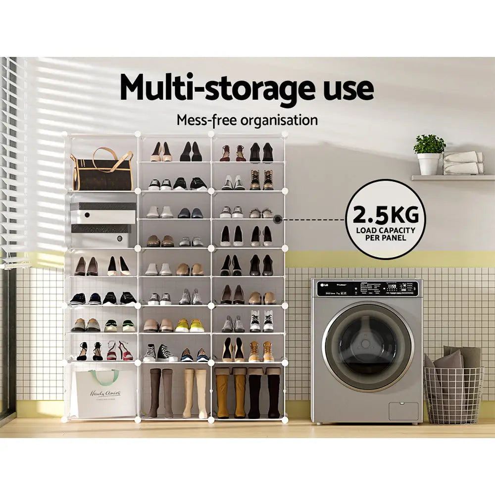 Artiss Shoe Cabinet DIY Shoe Box White Cube Portable Organiser Storage Stand - Home & Garden > Storage