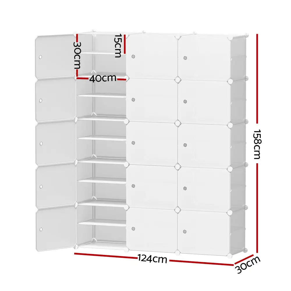 Artiss Shoe Cabinet DIY Shoe Box White Cube Portable Organiser Storage Stand - Home & Garden > Storage
