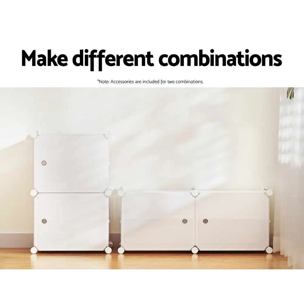 Artiss Shoe Cabinet DIY Shoe Box White Storage Cube Portable Organiser Stand - Home & Garden > Storage