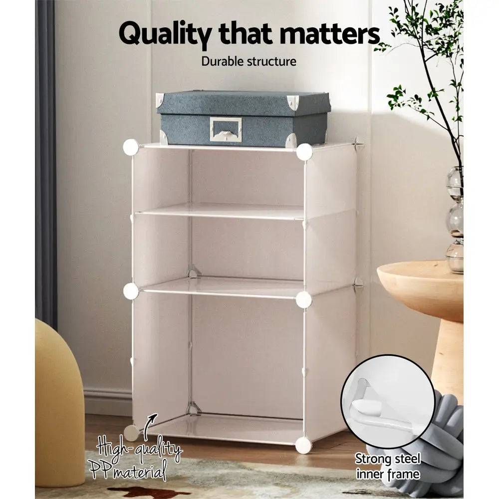 Artiss Shoe Cabinet DIY Shoe Box White Storage Cube Portable Organiser Stand - Home & Garden > Storage
