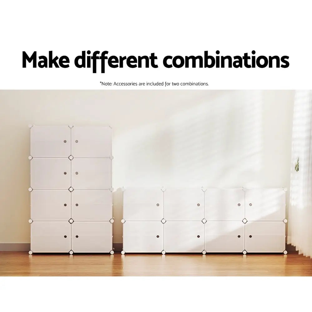 Artiss Shoe Cabinet DIY Storage Cube Shoe Box White Portable Organiser Stand - Home & Garden > Storage