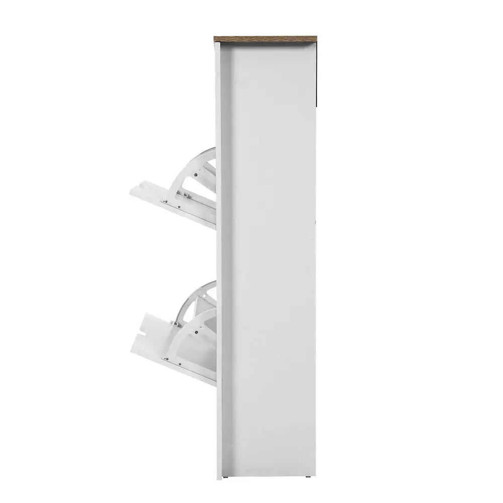 Artiss Shoe Cabinet Rack Storage Organiser Cupboard Shelf Drawer 16 Pairs White - Furniture > Living Room
