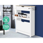 Artiss Shoe Cabinet Rack Storage Organiser Cupboard Shelf Drawer 16 Pairs White - Furniture > Living Room