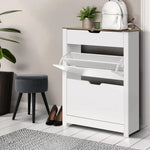 Artiss Shoe Cabinet Rack Storage Organiser Cupboard Shelf Drawer 16 Pairs White - Furniture > Living Room