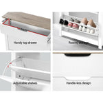 Artiss Shoe Cabinet Rack Storage Organiser Cupboard Shelf Drawer 16 Pairs White - Furniture > Living Room