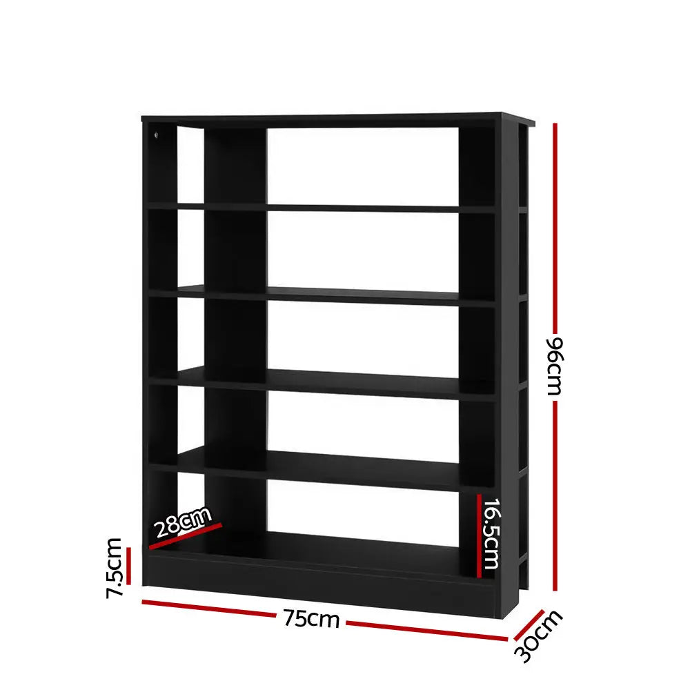 Artiss Shoe Cabinet Shoes Organiser Storage Rack 30 Pairs Black Shelf Wooden - Furniture > Living Room