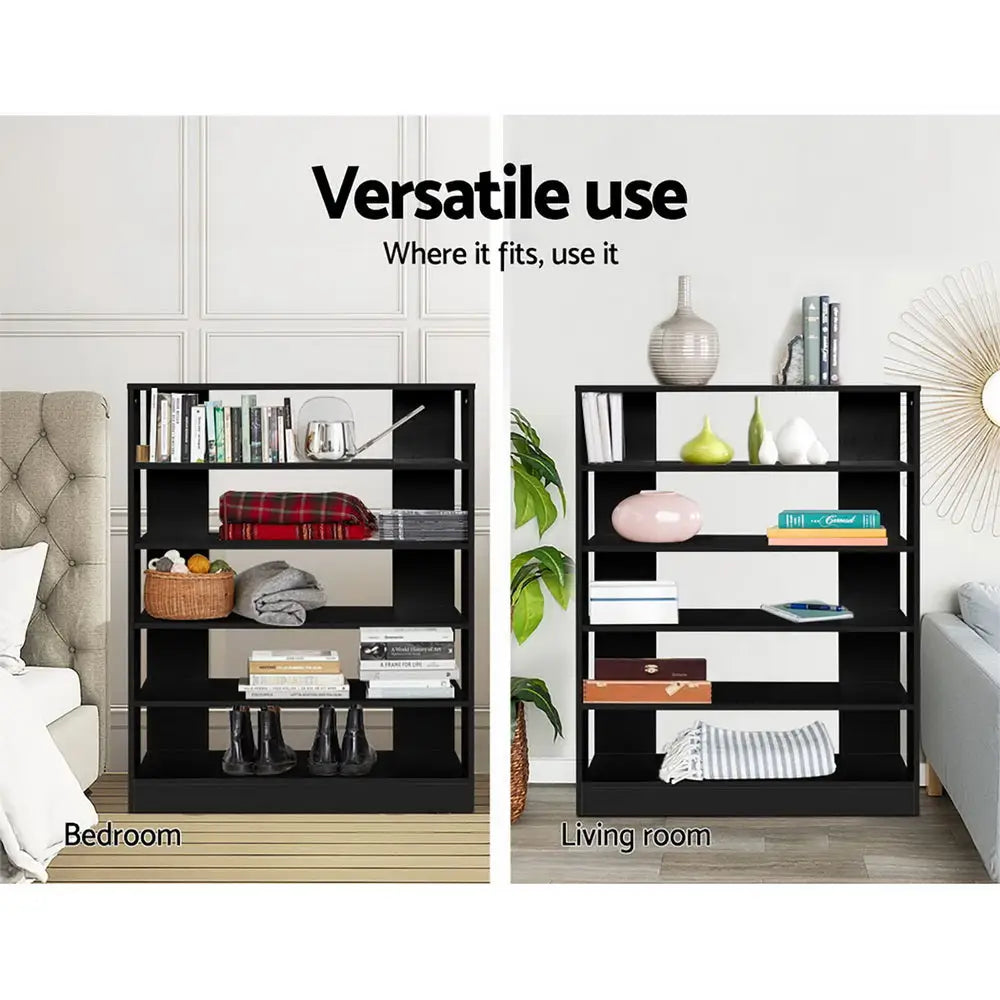 Artiss Shoe Cabinet Shoes Organiser Storage Rack 30 Pairs Black Shelf Wooden - Furniture > Living Room