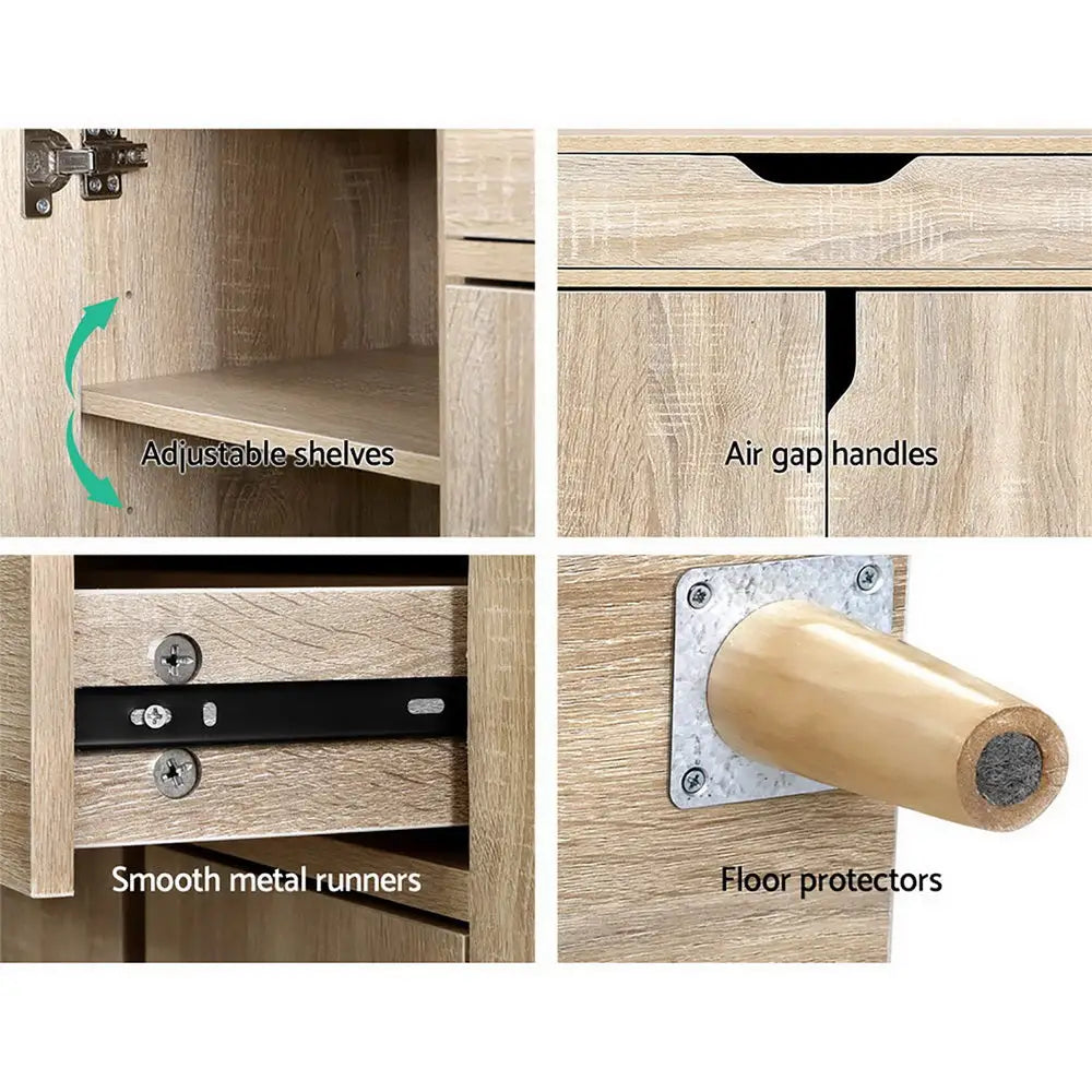 Artiss Shoe Cabinet Shoes Storage Rack 120cm Organiser Drawer Cupboard Wood - Furniture > Living Room