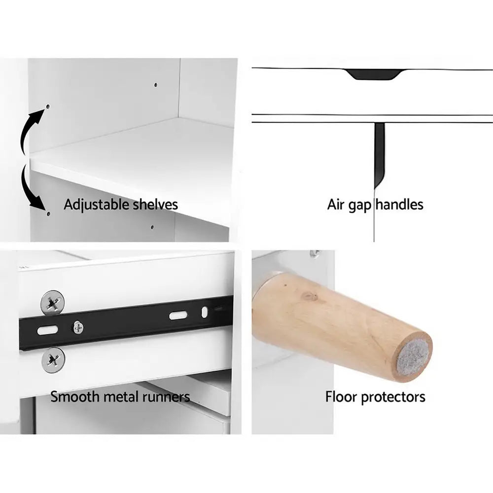 Artiss Shoe Cabinet Shoes Storage Rack 120cm Organiser White Drawer Cupboard - Furniture > Living Room