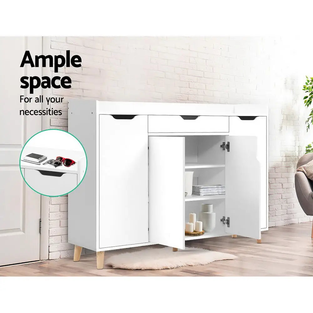Artiss Shoe Cabinet Shoes Storage Rack 120cm Organiser White Drawer Cupboard - Furniture > Living Room