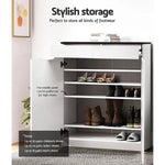 Artiss Shoe Cabinet Shoes Storage Rack High Gloss Organiser Cupboard White - Furniture > Living Room