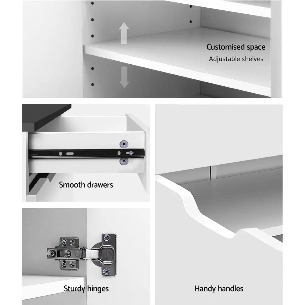 Artiss Shoe Cabinet Shoes Storage Rack High Gloss Organiser Cupboard White - Furniture > Living Room