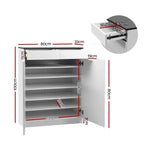 Artiss Shoe Cabinet Shoes Storage Rack High Gloss Organiser Cupboard White - Furniture > Living Room
