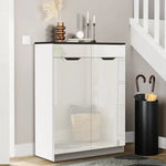 Artiss Shoe Cabinet Shoes Storage Rack High Gloss Organiser Cupboard White - Furniture > Living Room