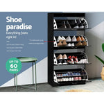 Artiss Shoe Cabinet Shoes Storage Rack Organiser 60 Pairs Black Shelf Drawer - Furniture > Living Room