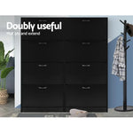 Artiss Shoe Cabinet Shoes Storage Rack Organiser 60 Pairs Black Shelf Drawer - Furniture > Living Room