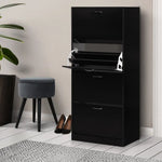 Artiss Shoe Cabinet Shoes Storage Rack Organiser 60 Pairs Black Shelf Drawer - Furniture > Living Room