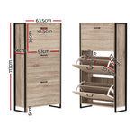 Artiss Shoe Cabinet Shoes Storage Rack Wooden Organiser Up to 24 Pairs Shelf Cupboard Metal Frame - Furniture > Living
