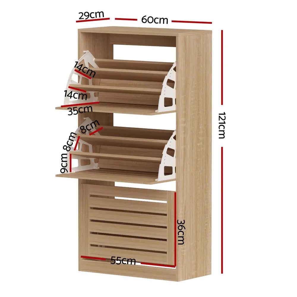 Artiss Shoe Cabinet Storage Drawer 45 Pairs Pine - Furniture > Living Room > Shoe Storage