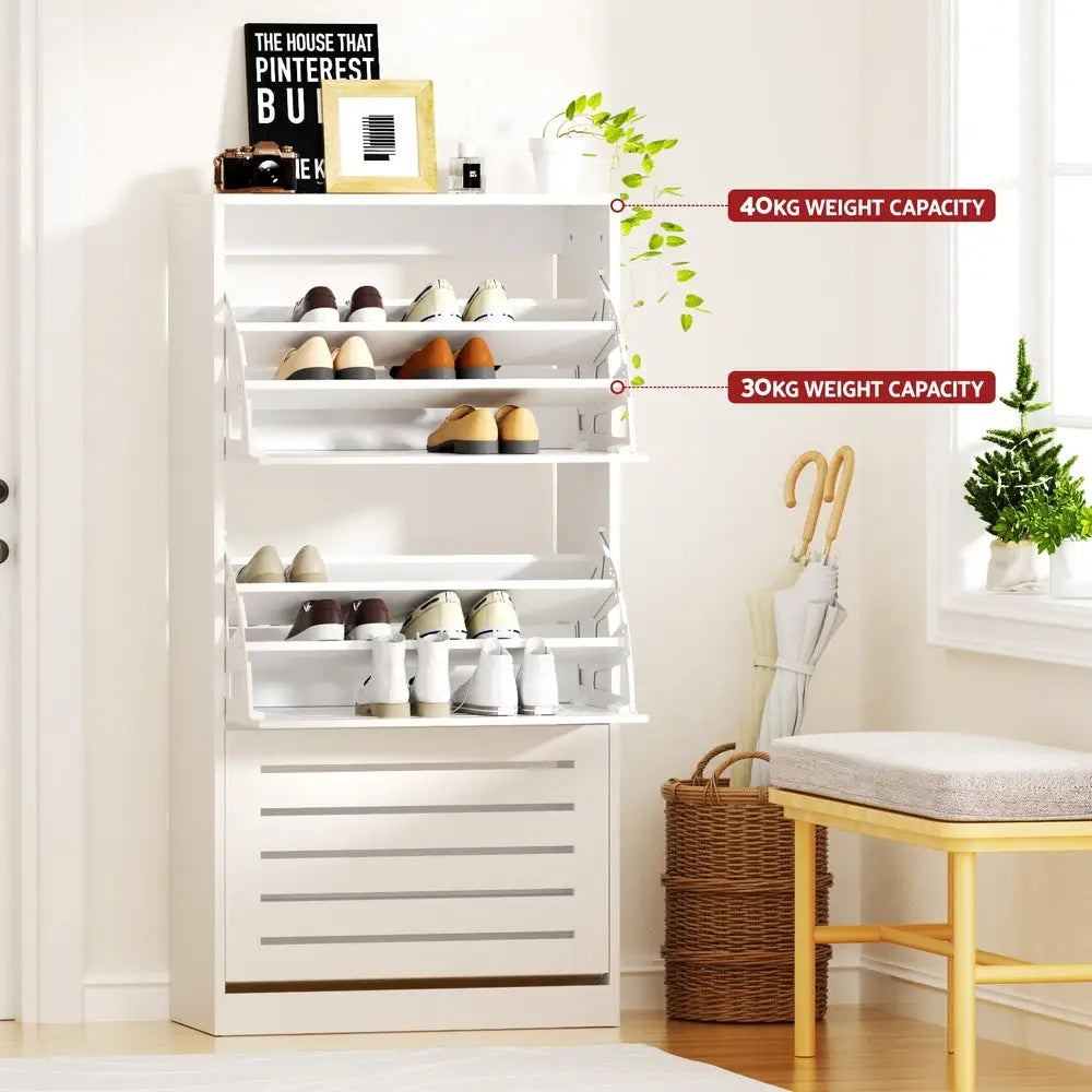 Artiss Shoe Cabinet Storage Drawer 45 Pairs White - Furniture > Living Room > Shoe Storage