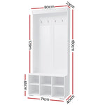 Artiss Shoe Cabinet Storage Rack Shoe Bench Hall Tree Coat Rack White 180CM - Furniture > Living Room