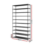 Artiss Shoe Rack 10-Tier (50 Pair) Shoes Organiser DIY Stackable Organizer Storage Shelf Stand Holder Portable Wardrobe