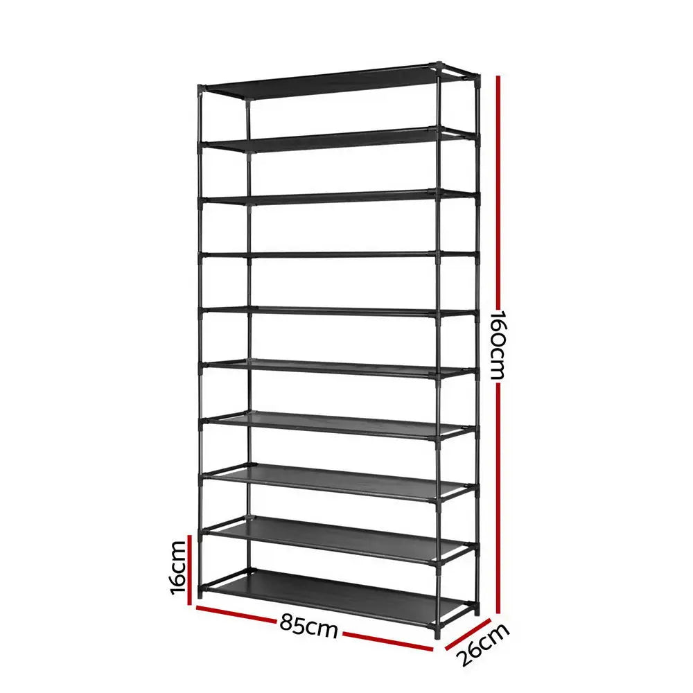Artiss Shoe Rack 10-Tier (50 Pair) Shoes Organiser DIY Stackable Organizer Storage Shelf Stand Holder Portable Wardrobe