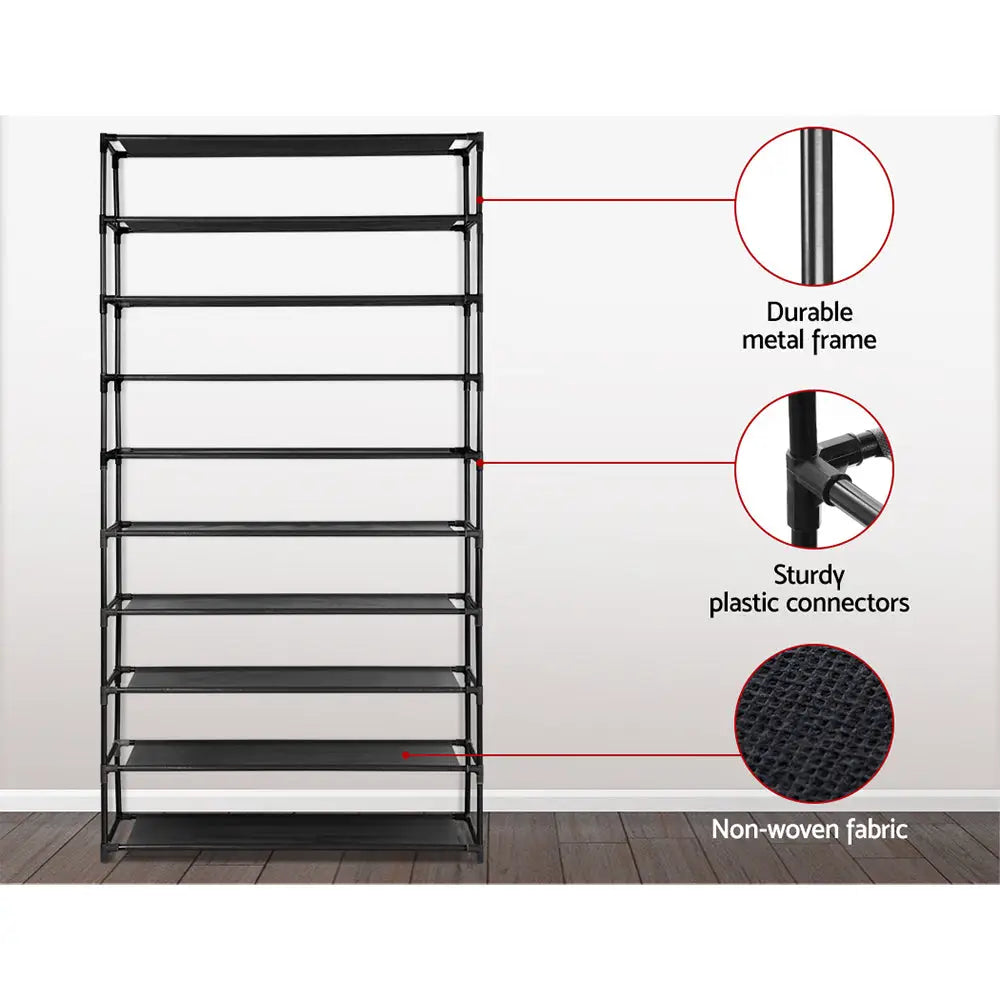 Artiss Shoe Rack 10-Tier (50 Pair) Shoes Organiser DIY Stackable Organizer Storage Shelf Stand Holder Portable Wardrobe