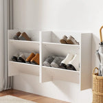 Artiss Shoe Rack 2-tier 12 Pairs Wall Mounted x2 - White - Furniture > Bedroom