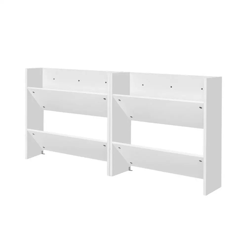 Artiss Shoe Rack 2-tier 12 Pairs Wall Mounted x2 - White - Furniture > Bedroom