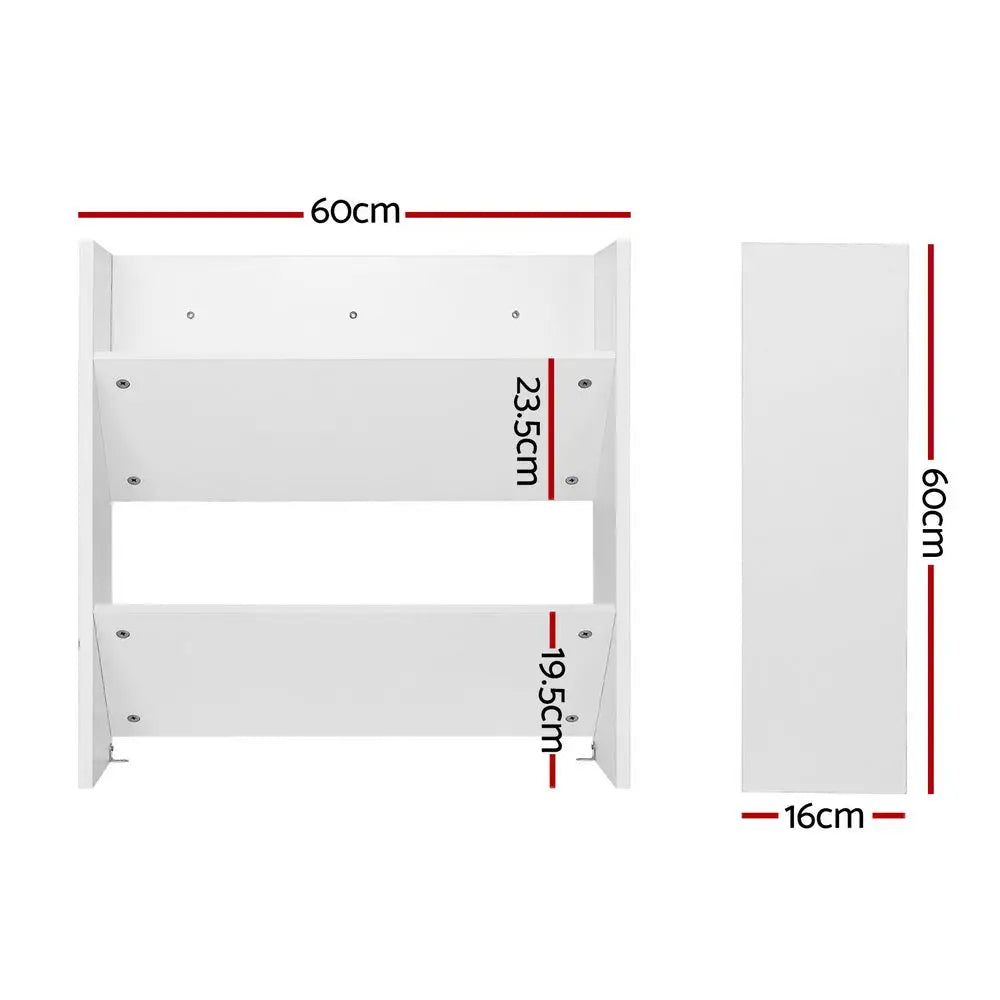 Artiss Shoe Rack 2-tier 12 Pairs Wall Mounted x2 - White - Furniture > Bedroom