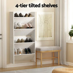 Artiss Shoe Rack 2-tier 12 Pairs Wall Mounted x2 - White - Furniture > Bedroom