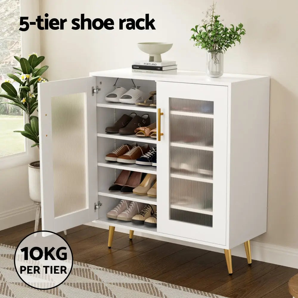 Artiss Shoe Rack 5-tier 20 Pairs Storage LED Light - Furniture > Living Room > Shoe Storage