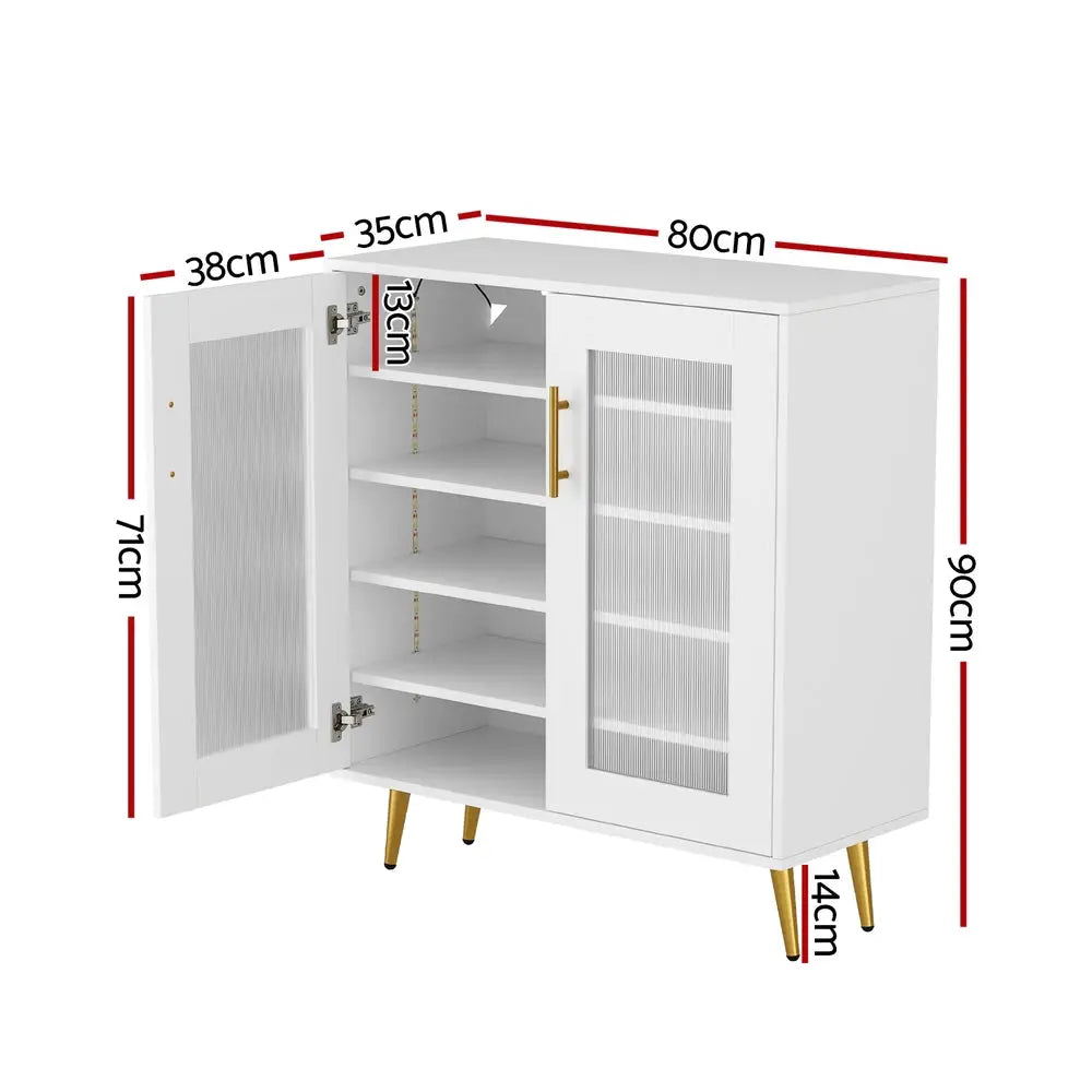 Artiss Shoe Rack 5-tier 20 Pairs Storage LED Light - Furniture > Living Room > Shoe Storage