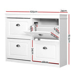 Artiss Shoe Rack Cabinet 16 Pairs 4-tier White Paul - Furniture > Living Room > Shoe Storage
