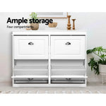 Artiss Shoe Rack Cabinet 16 Pairs 4-tier White Paul - Furniture > Living Room > Shoe Storage