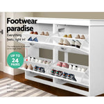 Artiss Shoe Rack Cabinet 16 Pairs 4-tier White Paul - Furniture > Living Room > Shoe Storage