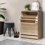 Artiss Shoe Rack Cabinet 24 Pairs 3-tier Wood Nina - Furniture > Living Room > Shoe Storage
