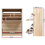 Artiss Shoe Rack Cabinet 24 Pairs 3-tier Wood Nina - Furniture > Living Room > Shoe Storage