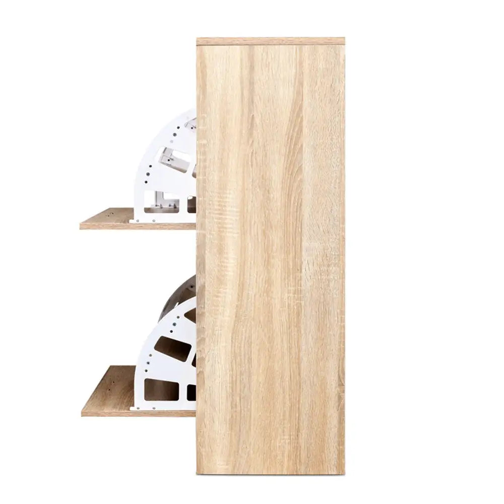 Artiss Shoe Rack Cabinet 24 Pairs 3-tier Wood Nina - Furniture > Living Room > Shoe Storage