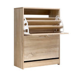 Artiss Shoe Rack Cabinet 24 Pairs 3-tier Wood Nina - Furniture > Living Room > Shoe Storage