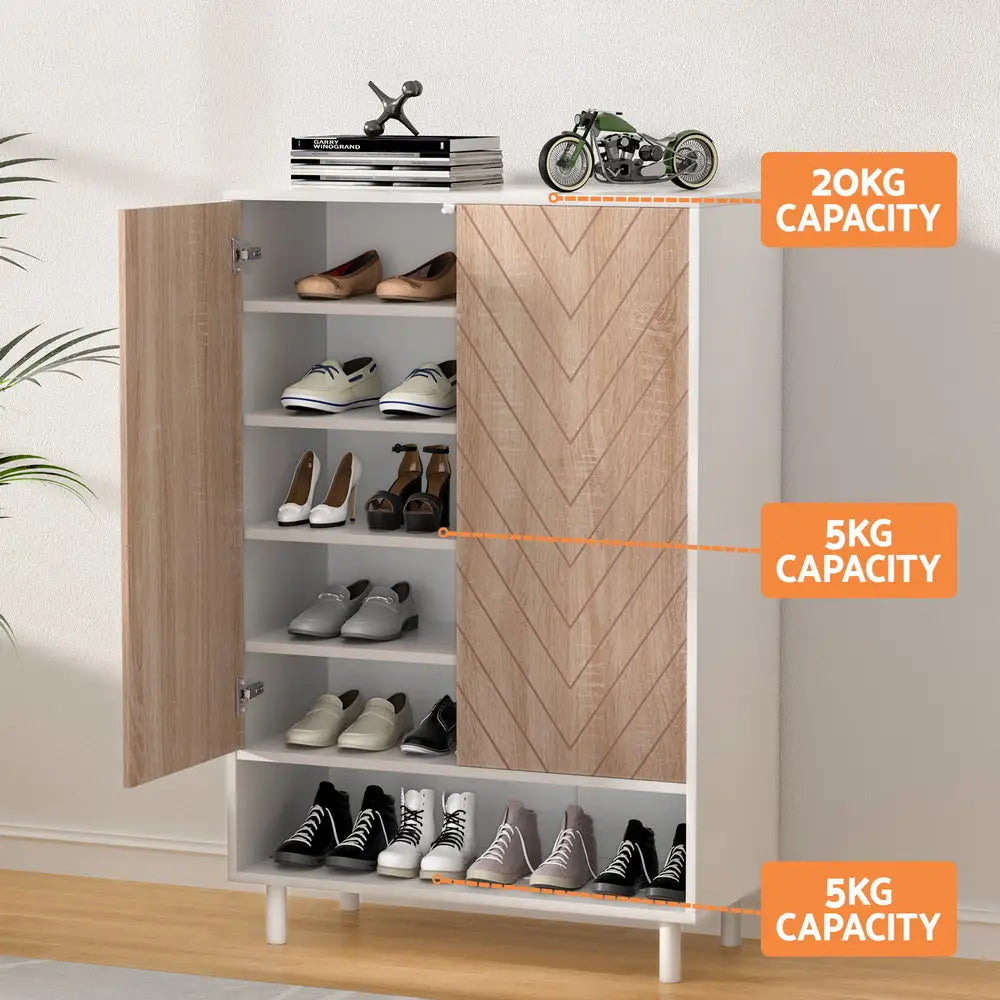 Artiss Shoe Rack Cabinet 24 Pairs 6-tier White - Furniture > Living Room > Shoe Storage