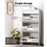 Artiss Shoe Rack Cabinet 24 Pairs White Luna - Furniture > Living Room > Shoe Storage
