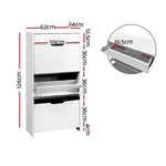 Artiss Shoe Rack Cabinet 24 Pairs White Luna - Furniture > Living Room > Shoe Storage
