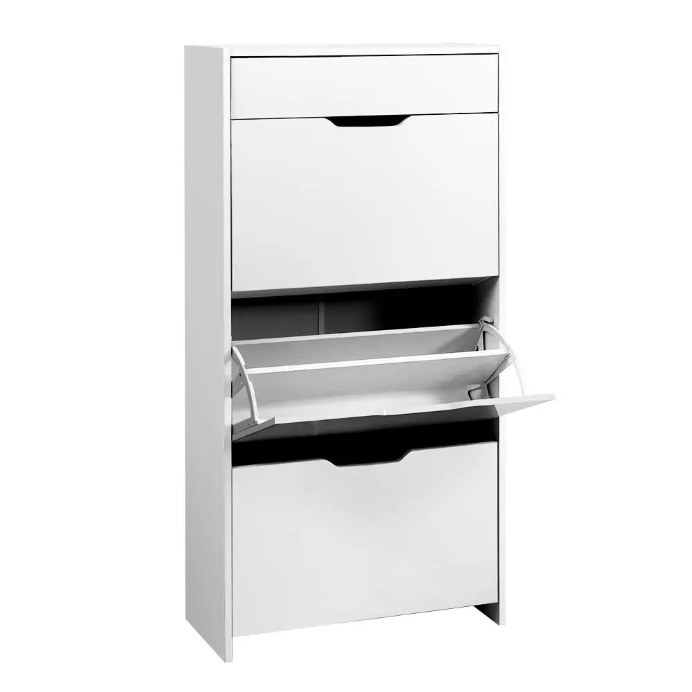 Artiss Shoe Rack Cabinet 24 Pairs White Luna - Furniture > Living Room > Shoe Storage