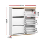 Artiss Shoe Rack Cabinet 3-Tier 45 Pairs White - Furniture > Living Room > Shoe Storage
