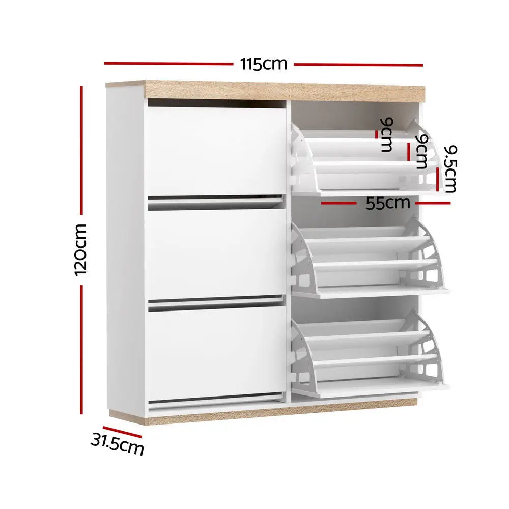 Artiss Shoe Rack Cabinet 3-Tier 45 Pairs White - Furniture > Living Room > Shoe Storage