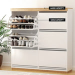 Artiss Shoe Rack Cabinet 3-Tier 45 Pairs White - Furniture > Living Room > Shoe Storage