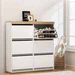 Artiss Shoe Rack Cabinet 3-Tier 45 Pairs White - Furniture > Living Room > Shoe Storage